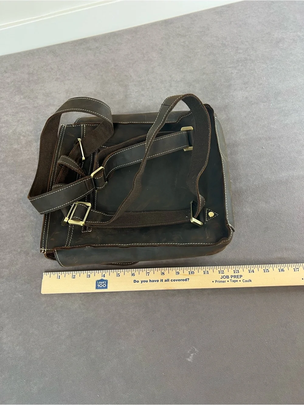 & Other Stories Distressed Brown Leather Messenger Bag